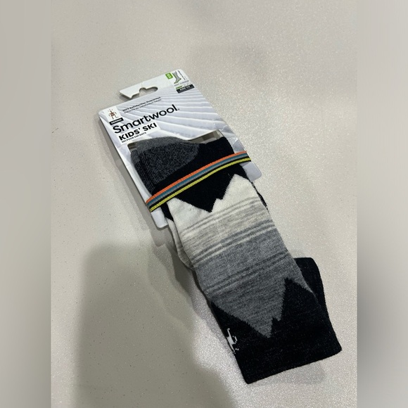 Smartwool Kids' Medium Ski Light Cushion Over The Calf Socks Black Grey NWT - Picture 1 of 7